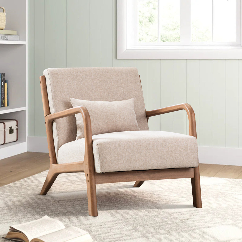Solid Wood Accent Chair with an Extra Pillow