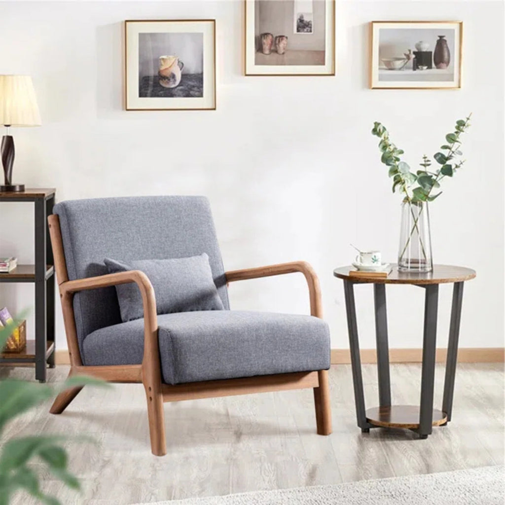 Solid Wood Accent Chair with an Extra Pillow